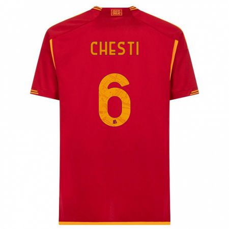 Kandiny Homme Maillot Francesco Chesti #6 Rouge Tenues Domicile 2023/24 T-Shirt