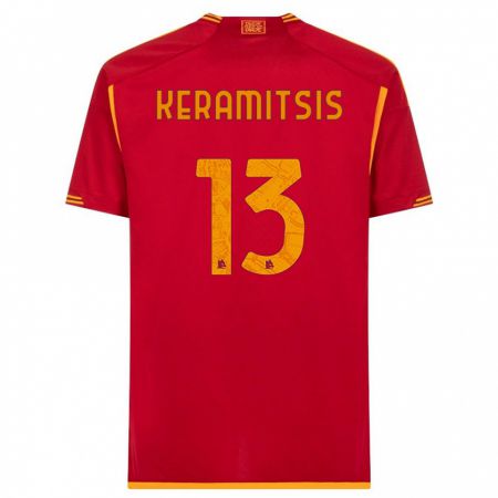 Kandiny Homme Maillot Dimitrios Keramitsis #13 Rouge Tenues Domicile 2023/24 T-Shirt