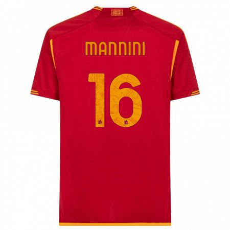 Kandiny Homme Maillot Mattia Mannini #16 Rouge Tenues Domicile 2023/24 T-Shirt