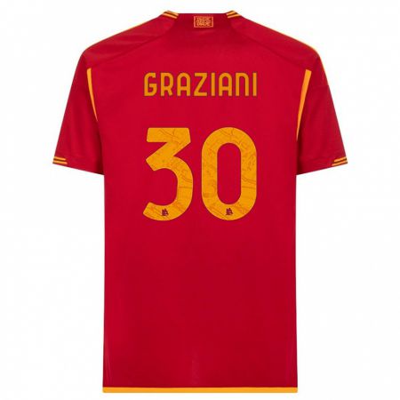 Kandiny Homme Maillot Leonardo Graziani #30 Rouge Tenues Domicile 2023/24 T-Shirt