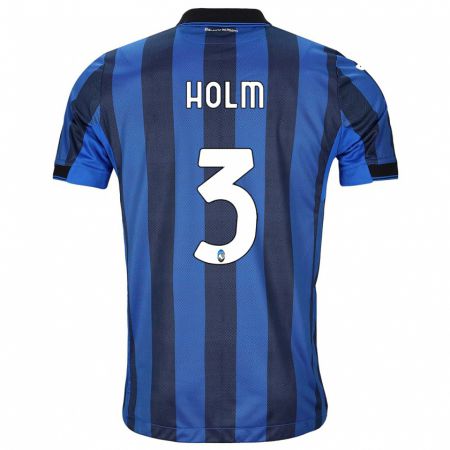 Kandiny Homme Maillot Emil Holm #3 Noir Bleu Tenues Domicile 2023/24 T-Shirt