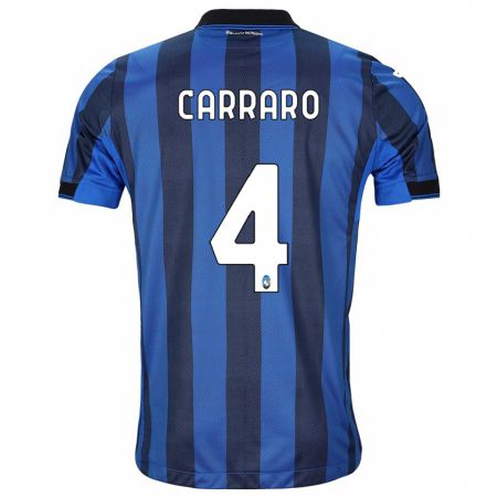 Kandiny Homme Maillot Marco Carraro #4 Noir Bleu Tenues Domicile 2023/24 T-Shirt