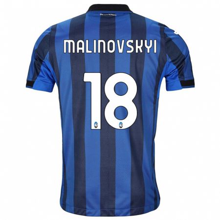 Kandiny Homme Maillot Ruslan Malinovskyi #18 Noir Bleu Tenues Domicile 2023/24 T-Shirt