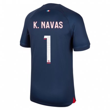 Kandiny Homme Maillot Keylor Navas #1 Bleu Rouge Tenues Domicile 2023/24 T-Shirt