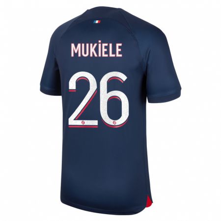 Kandiny Homme Maillot Nordi Mukiele #26 Bleu Rouge Tenues Domicile 2023/24 T-Shirt