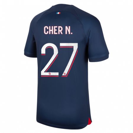 Kandiny Homme Maillot Cher Ndour #27 Bleu Rouge Tenues Domicile 2023/24 T-Shirt