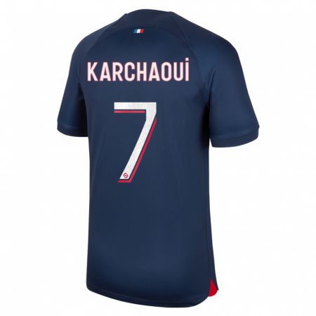 Kandiny Homme Maillot Sakina Karchaoui #7 Bleu Rouge Tenues Domicile 2023/24 T-Shirt