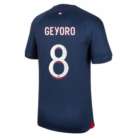 Kandiny Homme Maillot Grace Geyoro #8 Bleu Rouge Tenues Domicile 2023/24 T-Shirt