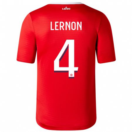 Kandiny Homme Maillot Jessica Lernon #4 Rouge Tenues Domicile 2023/24 T-Shirt