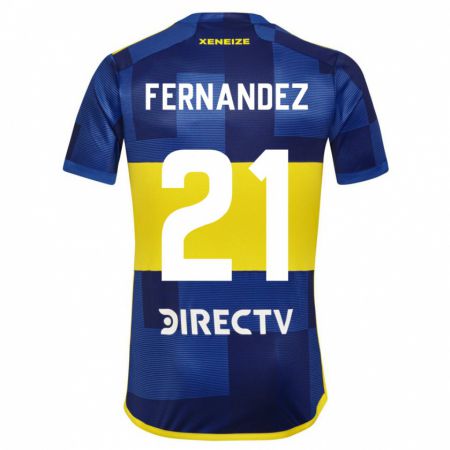 Kandiny Homme Maillot Ezequiel Fernández #21 Bleu Foncé Jaune Tenues Domicile 2023/24 T-Shirt