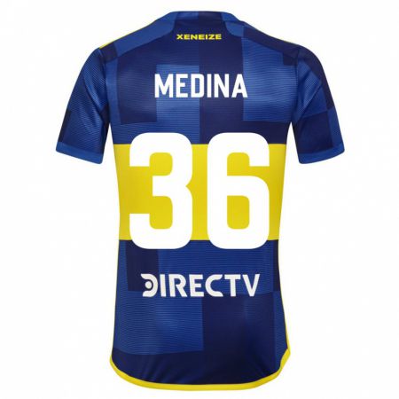 Kandiny Homme Maillot Cristian Medina #36 Bleu Foncé Jaune Tenues Domicile 2023/24 T-Shirt