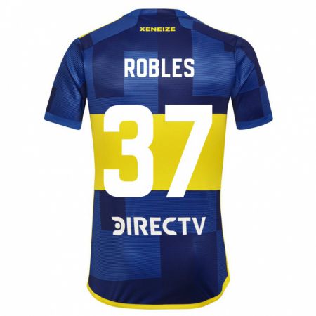 Kandiny Homme Maillot Sebastián Díaz Robles #37 Bleu Foncé Jaune Tenues Domicile 2023/24 T-Shirt