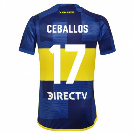 Kandiny Homme Maillot Julián Ceballos #17 Bleu Foncé Jaune Tenues Domicile 2023/24 T-Shirt