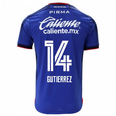 Kandiny Homme Maillot Alexis Gutiérrez #14 Bleu Tenues Domicile 2023/24 T-Shirt