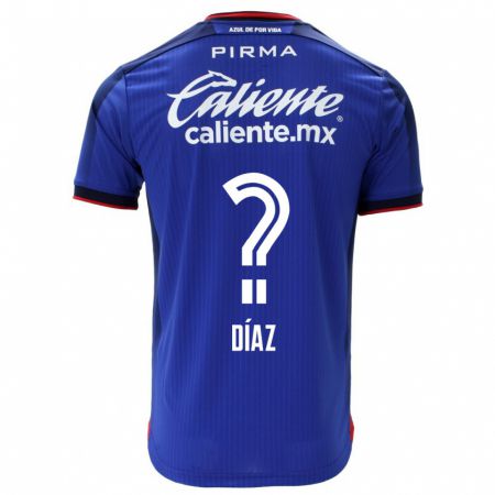 Kandiny Homme Maillot Josué Díaz #0 Bleu Tenues Domicile 2023/24 T-Shirt