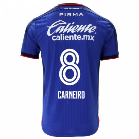 Kandiny Homme Maillot Gonzalo Carneiro #8 Bleu Tenues Domicile 2023/24 T-Shirt