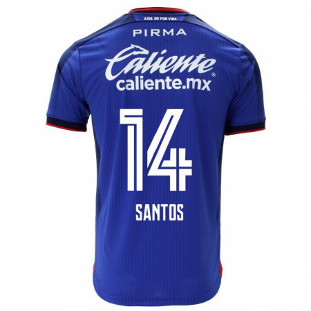Kandiny Homme Maillot Eleisa Santos #14 Bleu Tenues Domicile 2023/24 T-Shirt