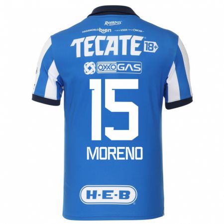 Kandiny Homme Maillot Héctor Moreno #15 Bleu Blanc Tenues Domicile 2023/24 T-Shirt