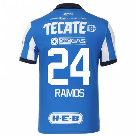 Kandiny Homme Maillot César Ramos #24 Bleu Blanc Tenues Domicile 2023/24 T-Shirt