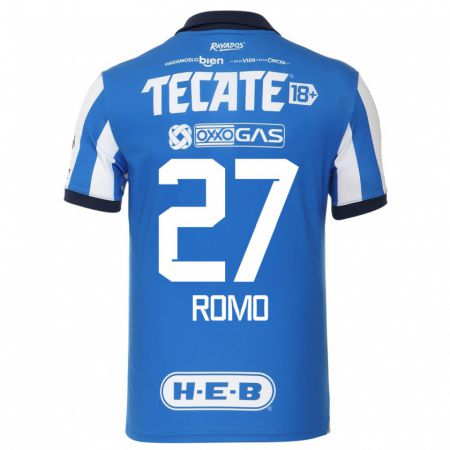 Kandiny Homme Maillot Luis Romo #27 Bleu Blanc Tenues Domicile 2023/24 T-Shirt