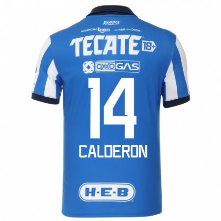 Kandiny Homme Maillot Alejandra Calderon #14 Bleu Blanc Tenues Domicile 2023/24 T-Shirt