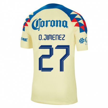 Kandiny Homme Maillot Óscar Jiménez #27 Jaune Tenues Domicile 2023/24 T-Shirt