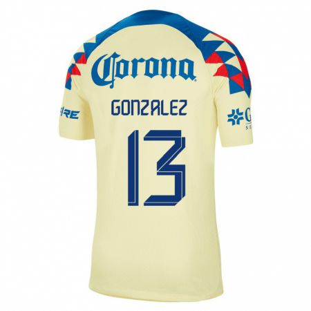 Kandiny Homme Maillot Eva Gonzalez #13 Jaune Tenues Domicile 2023/24 T-Shirt