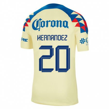 Kandiny Homme Maillot Nicki Hernandez #20 Jaune Tenues Domicile 2023/24 T-Shirt