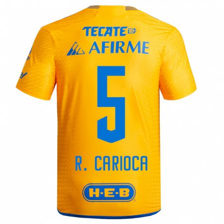 Kandiny Homme Maillot Rafael Carioca #5 Jaune Tenues Domicile 2023/24 T-Shirt