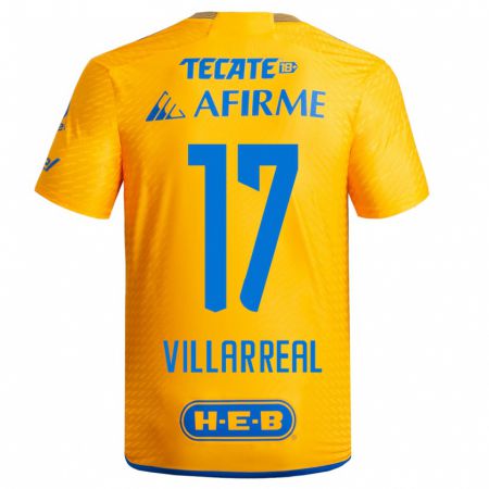 Kandiny Homme Maillot Natalia Villarreal #17 Jaune Tenues Domicile 2023/24 T-Shirt