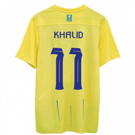 Kandiny Homme Maillot Khalid Al-Ghannam #11 Jaune Tenues Domicile 2023/24 T-Shirt