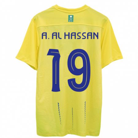 Kandiny Homme Maillot Ali Al-Hassan #19 Jaune Tenues Domicile 2023/24 T-Shirt