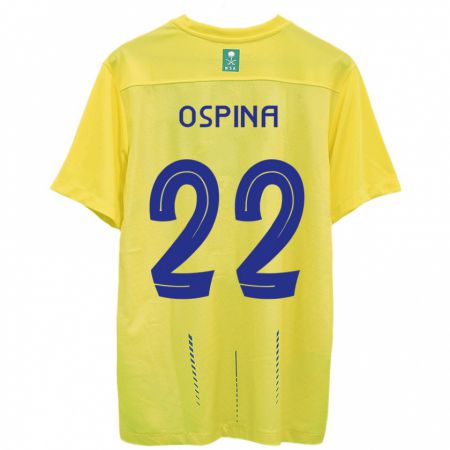 Kandiny Homme Maillot David Ospina #22 Jaune Tenues Domicile 2023/24 T-Shirt