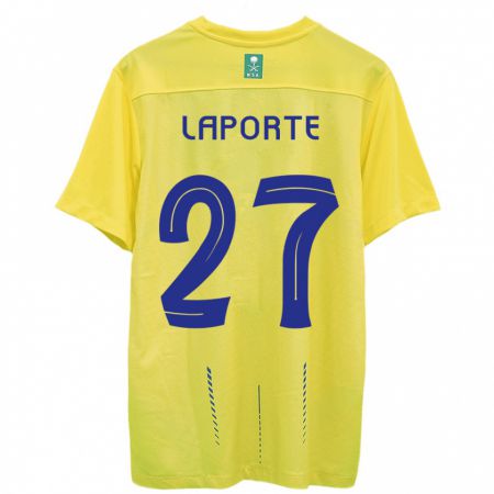 Kandiny Homme Maillot Aymeric Laporte #27 Jaune Tenues Domicile 2023/24 T-Shirt