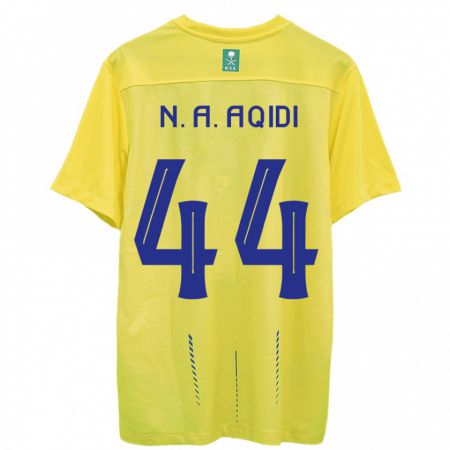 Kandiny Homme Maillot Nawaf Al-Aqidi #44 Jaune Tenues Domicile 2023/24 T-Shirt