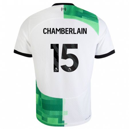 Kandiny Homme Maillot Alex Oxlade Chamberlain #15 Blanc Vert Tenues Extérieur 2023/24 T-Shirt