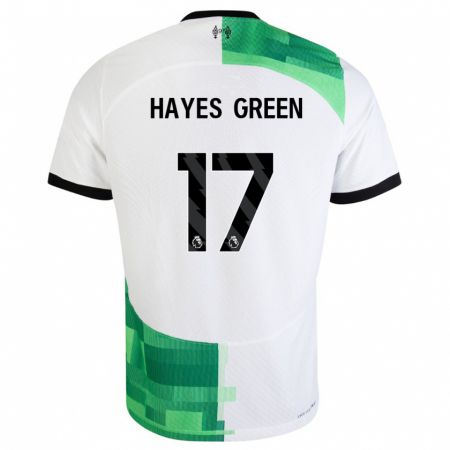 Kandiny Homme Maillot Charlie Hayes-Green #17 Blanc Vert Tenues Extérieur 2023/24 T-Shirt