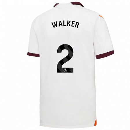 Kandiny Homme Maillot Kyle Walker #2 Blanc Tenues Extérieur 2023/24 T-Shirt
