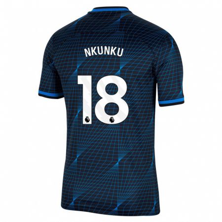 Kandiny Homme Maillot Christopher Nkunku #18 Bleu Foncé Tenues Extérieur 2023/24 T-Shirt