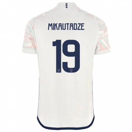 Kandiny Homme Maillot Georges Mikautadze #19 Blanc Tenues Extérieur 2023/24 T-Shirt