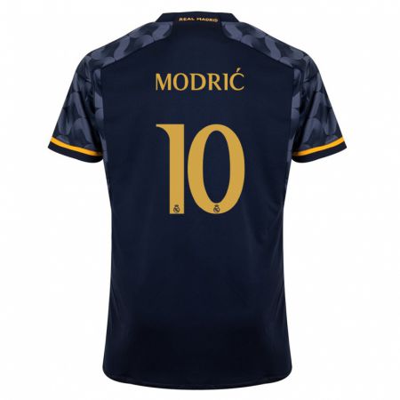 Kandiny Homme Maillot Luka Modric #10 Bleu Foncé Tenues Extérieur 2023/24 T-Shirt