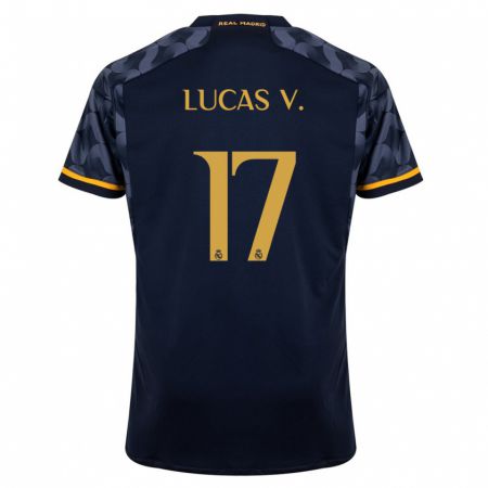 Kandiny Homme Maillot Lucas Vázquez #17 Bleu Foncé Tenues Extérieur 2023/24 T-Shirt
