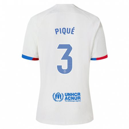 Kandiny Homme Maillot Gerard Pique #3 Blanc Tenues Extérieur 2023/24 T-Shirt