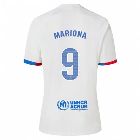 Kandiny Homme Maillot Mariona Caldentey #9 Blanc Tenues Extérieur 2023/24 T-Shirt