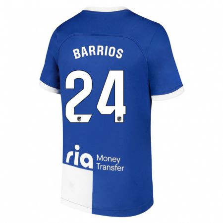 Kandiny Homme Maillot Pablo Barrios #24 Bleu Blanc Tenues Extérieur 2023/24 T-Shirt