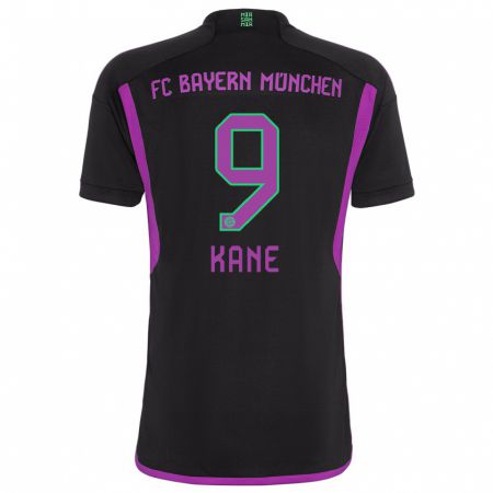 Kandiny Homme Maillot Harry Kane #9 Noir Tenues Extérieur 2023/24 T-Shirt