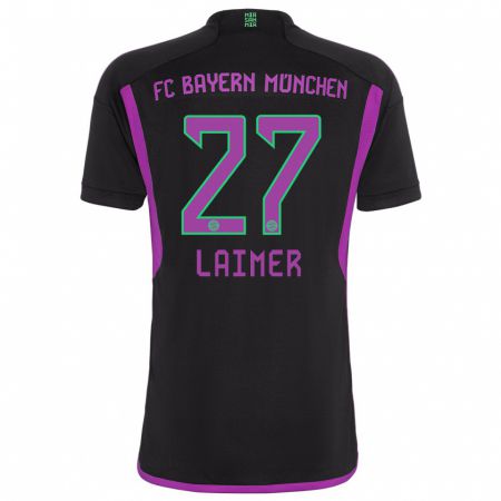 Kandiny Homme Maillot Konrad Laimer #27 Noir Tenues Extérieur 2023/24 T-Shirt