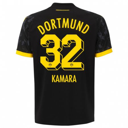 Kandiny Homme Maillot Abdoulaye Kamara #32 Noir Tenues Extérieur 2023/24 T-Shirt