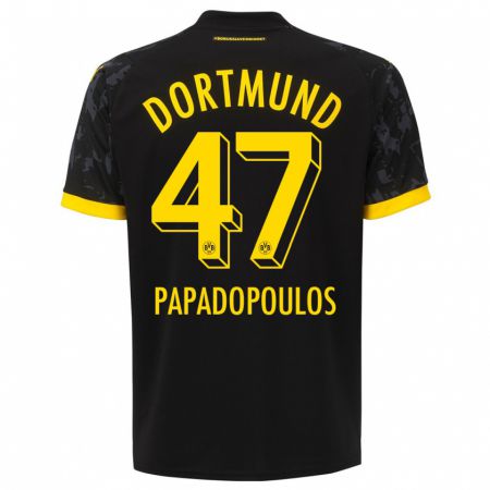Kandiny Homme Maillot Antonios Papadopoulos #47 Noir Tenues Extérieur 2023/24 T-Shirt
