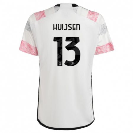 Kandiny Homme Maillot Dean Huijsen #13 Blanc Rose Tenues Extérieur 2023/24 T-Shirt